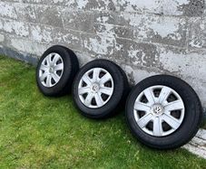 VW POLO ,3 steel rims with good tyres & 4 VW polo hub caps