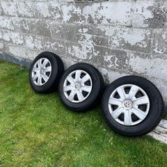 VW POLO ,3 steel rims with good tyres & 4 VW polo hub caps
