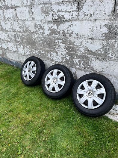 VW POLO ,3 steel rims with good tyres & 4 VW polo hub caps