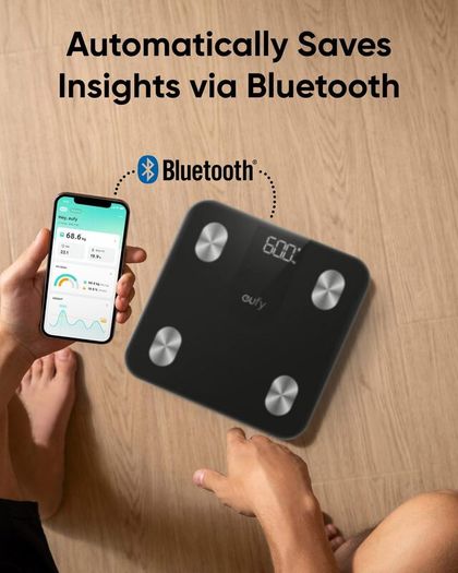Weighing Scales for Body Weight, Digital Bathroom Scales with Bluetooth, Body Fat Scales, 12 Measurements, Weight/Body Fat/BMI, Fitness Body Composition Analysis, Black, lbs/kg, Smart Scale A1