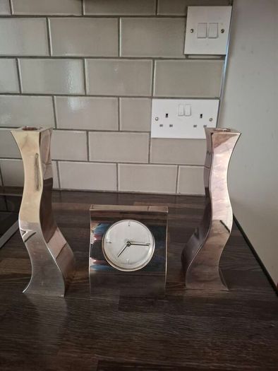 Jasper Conran Silver Plated Clock and Candlestick Holders