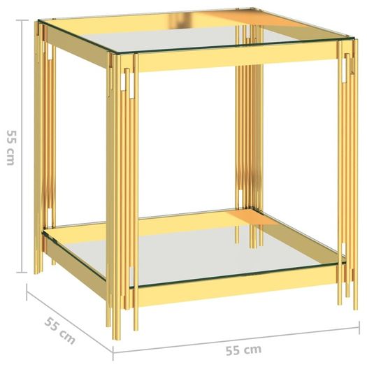 Coffee Table Gold 55x55x55 cm Stainless Steel and Glass