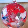 Red, Blue and White Marbled Iridescent Decorative Glass Globe Hanging Ornament Image 2