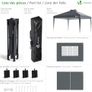 3m x 3m Pop Up Heavy Duty Gazebo with Sides, Central Lock System & 4 Weight Bags & Carry Bag, Marquee Garden Party Tent Outdoor, Grey Image 3