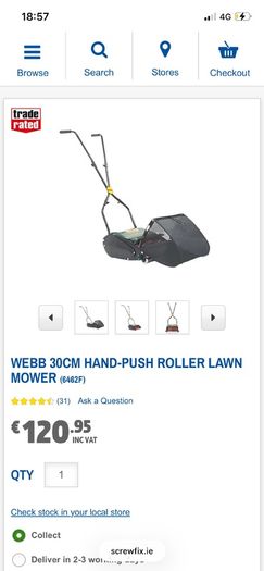 Webb 30cm Hand-push Roller Lawn Mower