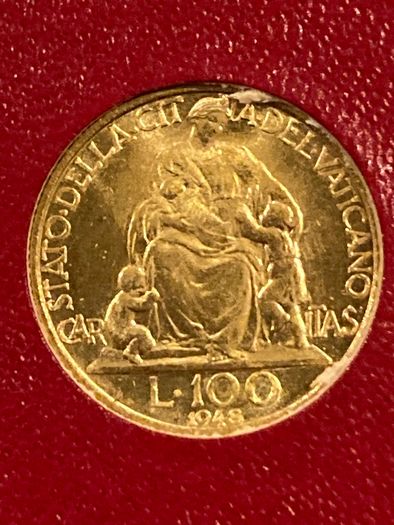 Vatican 1948 100 Lire Gold Coin Rare Low Mintage, 5,000!!!