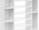 _shoe rack, shoe organizer with adjustable shelf levels, hallway shelf, shoe storage, easy-care melamine coating, 92 x 30 x 88.5 cm, white
