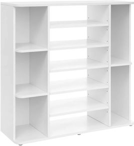 _shoe rack, shoe organizer with adjustable shelf levels, hallway shelf, shoe storage, easy-care melamine coating, 92 x 30 x 88.5 cm, white