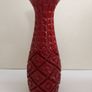 Amazingly Detailed Hand-Carved and Painted Wooden Bottle-Shaped Vase in Red - A Real Unusual Item, Carving reminiscent of a Pineapple! Image 2