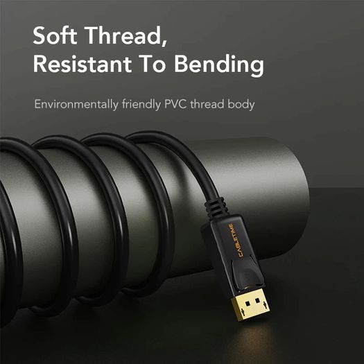 Cabletime 3M Mini DisplayPort to DisplayPort v1.2 Male (4K@60Hz) (Video-Audio) (Gold-Plated) Cable (Brand New/Warranty)