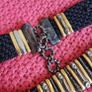 Vintage 1980s vampy statement waist belt woven black fabric with metal gold pewter silver links, adjustable S M 10 12 14 whimsygoth pin up burlesque Image 5