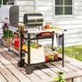 BBQ Trolley with Stainless Steel Top Adjustable Shelf, Outdoor Kitchen BBQ Station with Hooks Seasoning Tray Towel Rack, Pizza Oven Table Movable Outdoor Grill Dining Cart with Cover, Black Image 8