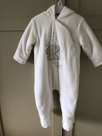 Soft white mothercare pramsuit 3-6 months