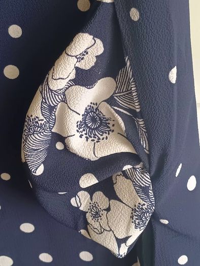 Sleeveless Navy and White Polka Dot Dress