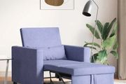 Single Sofa Bed Reclining Jeans blue 90 x 165 x 87 cm Fabric