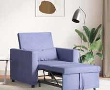 Single Sofa Bed Reclining Jeans blue 90 x 165 x 87 cm Fabric