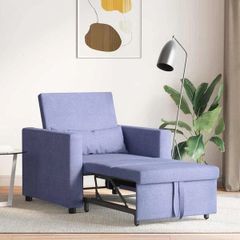 Single Sofa Bed Reclining Jeans blue 90 x 165 x 87 cm Fabric