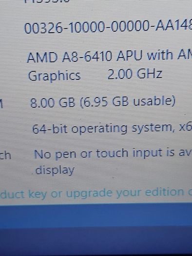 HP 15.6 inch Laptop, Model 15-af092sa, AMD A8-6410 APU with AMD Radeon Graphics, 2.0GHz, 8GB Ram, 1 Terrabyte HDD, Windows 10, Microsoft Edge, Chrome and VLC
