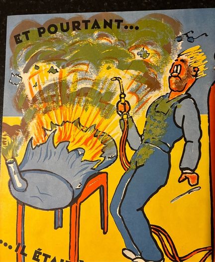 Original 1950's French Industrial Safety Poster