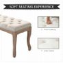 110cm Upholstered Bench, Linen Fabric Ottoman Stool with Button Tufted Seat, and Rubber Wood Legs Image 3