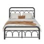 4ft6 Double Bed Frame with High Headboard and Footboard,Vintage Platform Bed Double,Heavy Duty Metal Platform,Steel Slat Support,No Box Spring Needed,Easy Assembly,Black Image 5