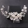 Crystal Rhinestone Flower Pearl Hair Comb, Headband Tiara Hairpin For Women Bride Party Wedding Image 2