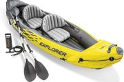 2-Person Inflatable Kayak Set with Aluminum Oars and High Output Air Pump