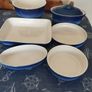 Vintage CCF France 6 Piece Stoneware Set Cobalt Blue Stork Mark Image 3