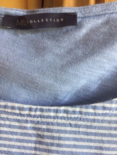 Marks and Spencer Ladies blue and white 100% Cotton stripe top size 16/includes Postage