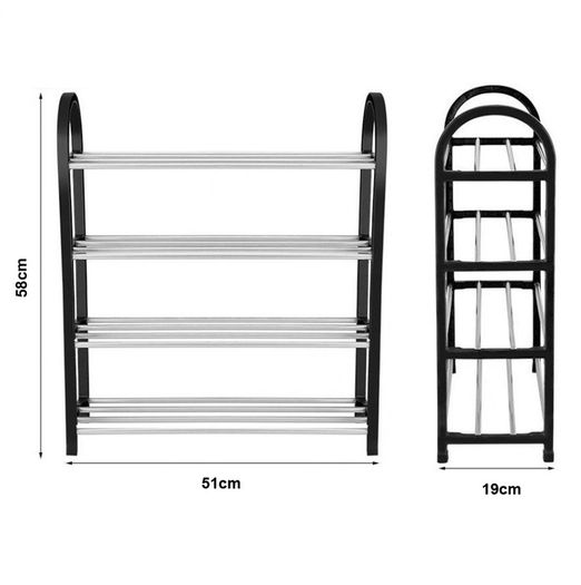 New Light Stable 4 Tier Shoe Rack Black Amazing Cabinet 8 Pairs Shoes #1257