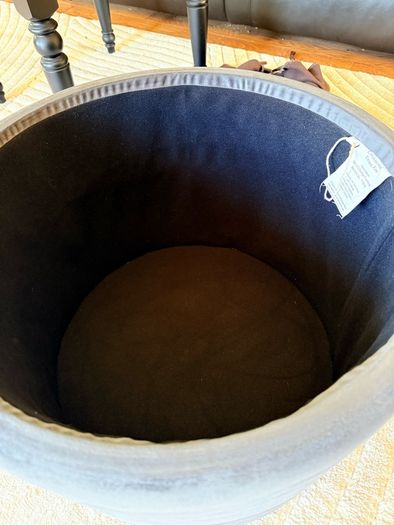 Cushion storage, coffee table, pouffe with epoxy design