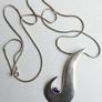 Vintage Sterling Silver 925 Mod Design Blue Purple Drop Pendant Necklace 24" - 13,34g Image 10