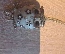 Long owl pendant gold tone costume jewellery FREE  Post