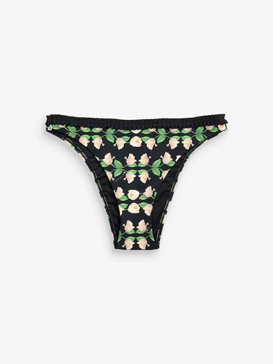 Brand New with Tags UK18 B By Ted Baker Floral High Leg Ruffle Black Bikini Bottoms