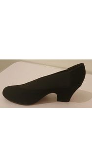 Cefalu Brumabe Black Suede Leather Court Shoes EU35 UK2 Block Heel BNIB  CAN POST
