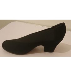 Cefalu Brumabe Black Suede Leather Court Shoes EU35 UK2 Block Heel BNIB  CAN POST