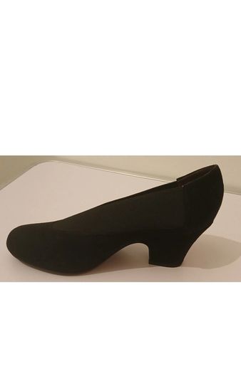 Cefalu Brumabe Black Suede Leather Court Shoes EU35 UK2 Block Heel BNIB  CAN POST
