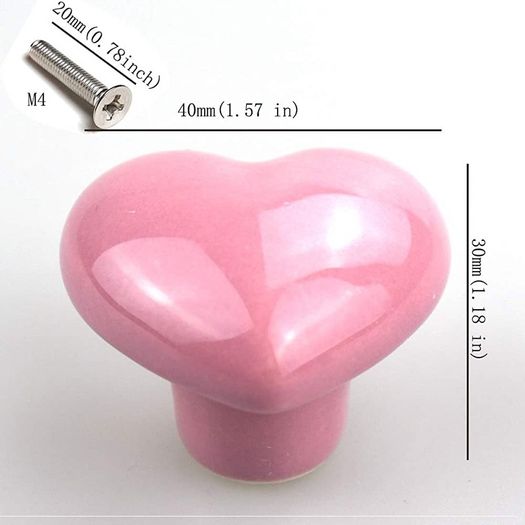 10PCS Heart-Shaped Drawer Pulls Ceramic Knobs for Cabinet, Kids Room Drawer, Dresser Drawer, with Screw (FREE SHIPPING)
