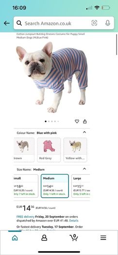 Dog Clothes, Dog Colorful Stripe Pajamas Soft Cotton Jumpsuit Bulldog Onesies Costume for Puppy Small Medium Dogs