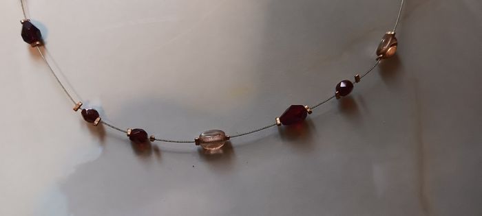 Garnet Earing & Necklace set with bag (costume)