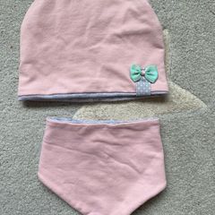 Cotton breathable baby hat and scarf up to 9months