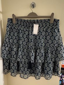 Matalan Papaya Navy Blue and White Vintage Patterned Skirt