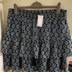 Matalan Papaya Navy Blue and White Vintage Patterned Skirt