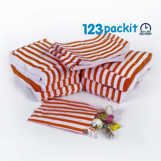 Lot of 200 pcs RED stripe sweet bags 5x7" candy shops, sweet and gifts