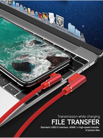 NOHON 3M Apple 3A Lightning Fast Charger & Data Sync 90 Degree Elbows Nylon Braided Cable (Brand New/Warranty)