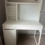 Ikea Micke Desk White and Orfjall Swivel Chair Pink Image 2