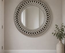 Large Round Pewter Wall Mirror Like New