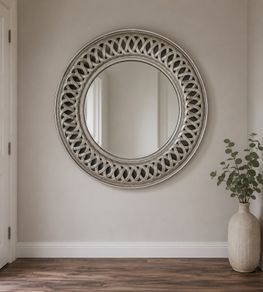 Large Round Pewter Wall Mirror Like New