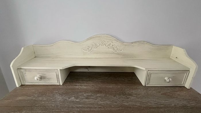 Cream Desk / Console Top Organiser with 2 Drawers 85.5cm wide
