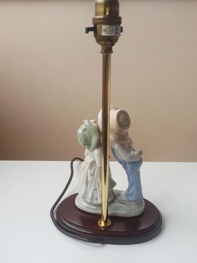 Irish Vintage Table Lamp by Mahoona  Lighting  porcelain figurine on the wooden base Height 43 cm
